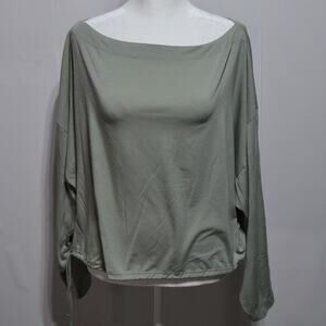 Athleta Cool Down Sage Green Oversized Casual Active Relaxed Fit Top Size Med